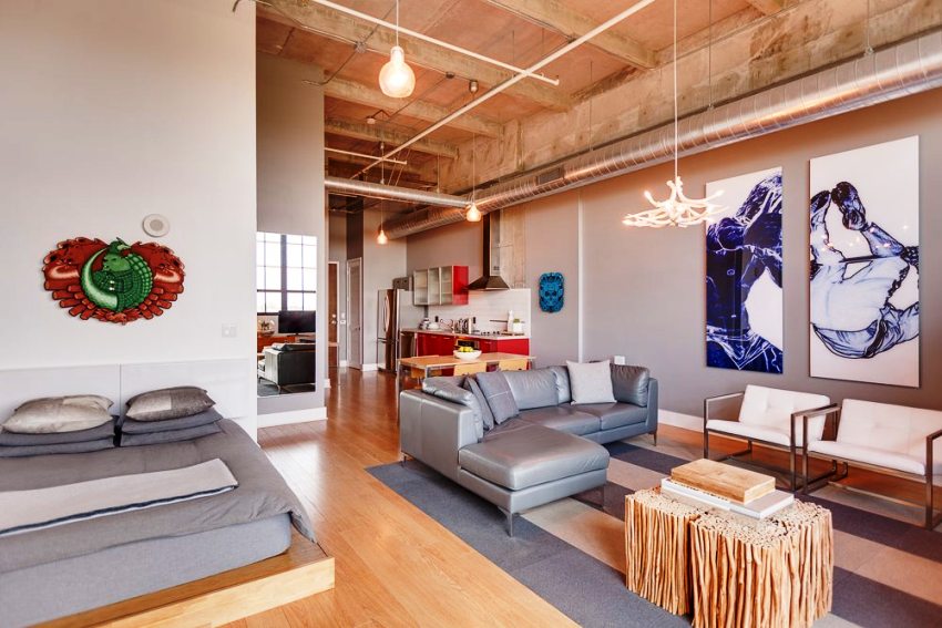 In the loft interior, you can connect different furniture options In the loft interior, you can connect different furniture options