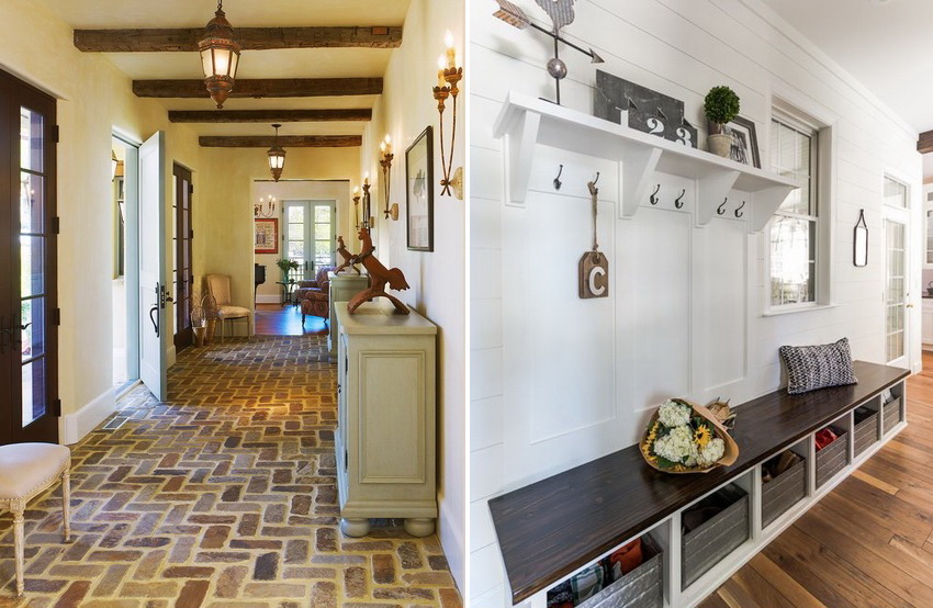 Entréhal i Provence-stil med gulve i træ eller natursten Entréhal i Provence-stil med gulve i træ eller natursten