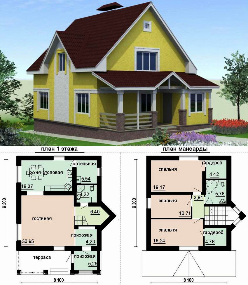 Prosjektet med et lite enetasjes hus med luftbetongloft Prosjektet med et lite enetasjes hus med luftbetongloft