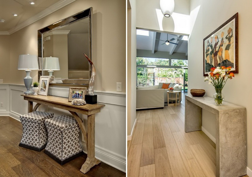 Neben der dekorativen Funktion dient der Konsolentisch zur Aufbewahrung kleiner Gegenstände, die zur Hand sein sollten Neben der dekorativen Funktion dient der Konsolentisch zur Aufbewahrung kleiner Gegenstände, die zur Hand sein sollten