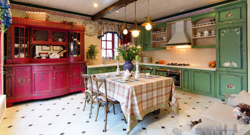 Provence stil på kjøkkenet er enkelhet og komfort, naturlige materialer og hjemmelagde interiørartikler Kjøkken i Provence-stil: enkelt, men koselig middelhavsinteriør