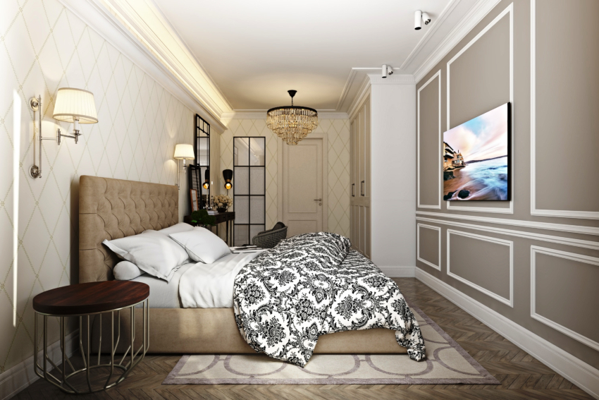 W małych sypialniach świetnie prezentują się wąskie małe listwy. W małych sypialniach świetnie prezentują się wąskie małe listwy.