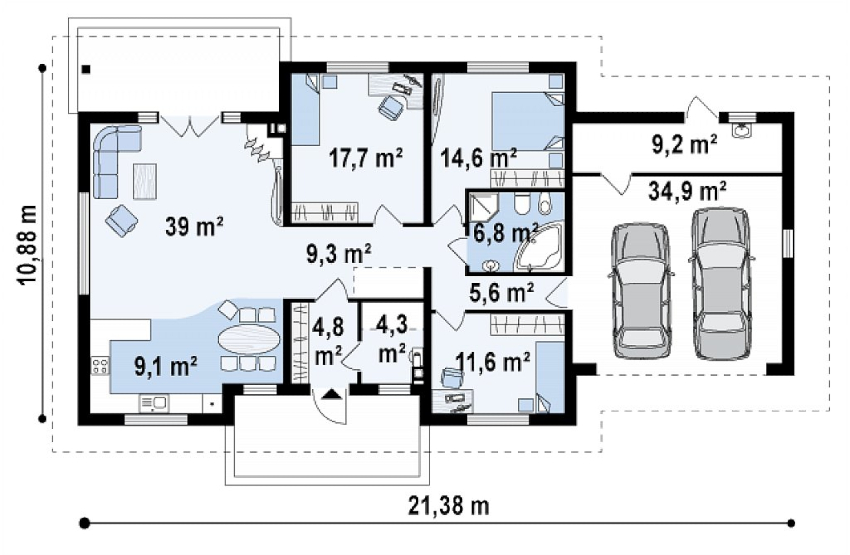Husprosjekt fra skumblokker med garasje for to biler Husprosjekt fra skumblokker med garasje for to biler