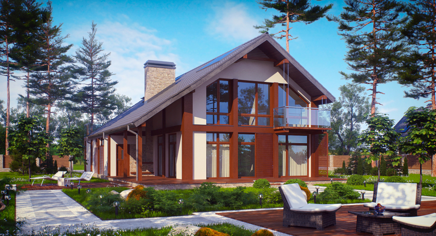 Når du velger et hyttedesign, anbefales det å ta hensyn til typen og lettelsen av området Når du velger et hyttedesign, anbefales det å ta hensyn til typen og lettelsen av området