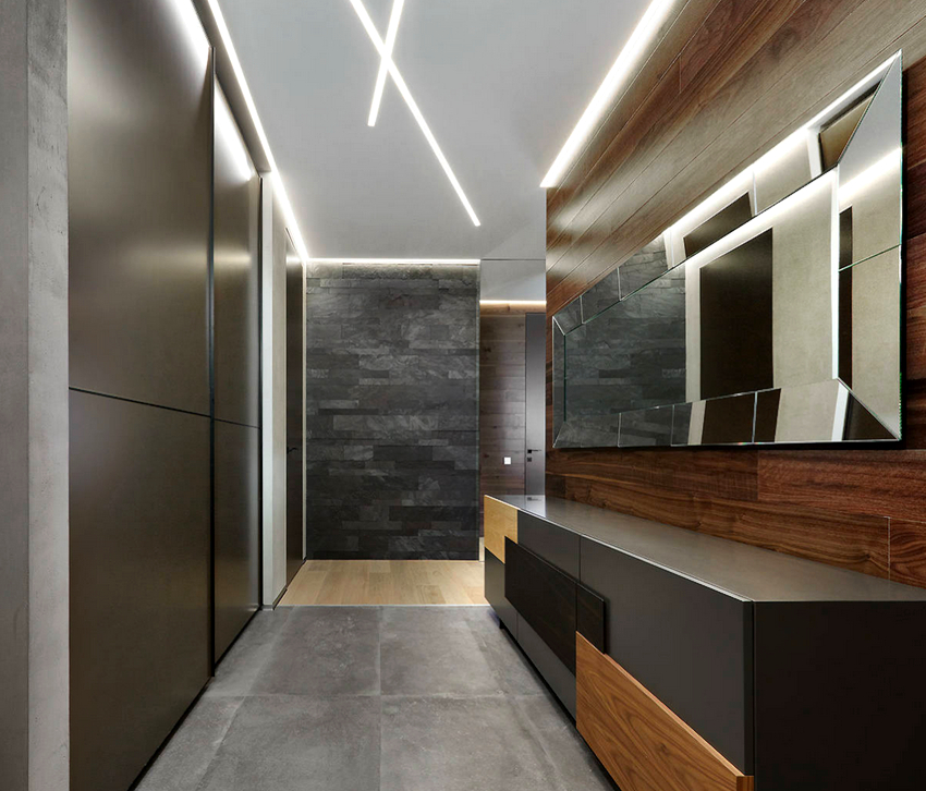 Eine gute Lösung ist, wenn Möbel und andere Innenelemente im Flur mit den Wänden und der Decke verschmelzen Eine gute Lösung ist, wenn Möbel und andere Innenelemente im Flur mit den Wänden und der Decke verschmelzen