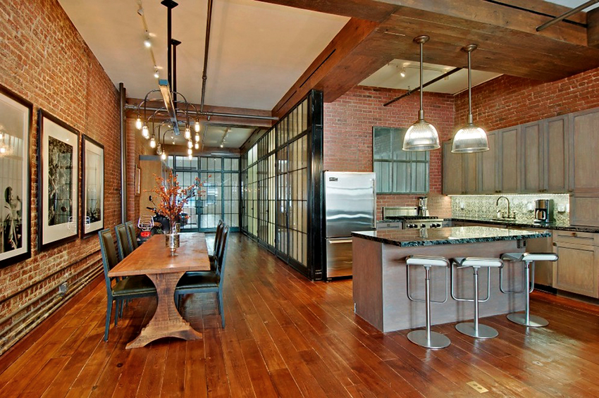 בדירות ובבתים בסגנון לופט המטבח משולב עם פינת האוכל בדירות ובבתים בסגנון לופט המטבח משולב עם פינת האוכל