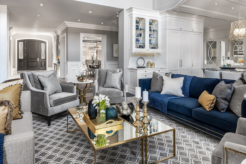 ניתן ליצור פנים לקוניות לסלון באמצעות אפור או כחול ניתן ליצור פנים לקוניות לסלון באמצעות אפור או כחול