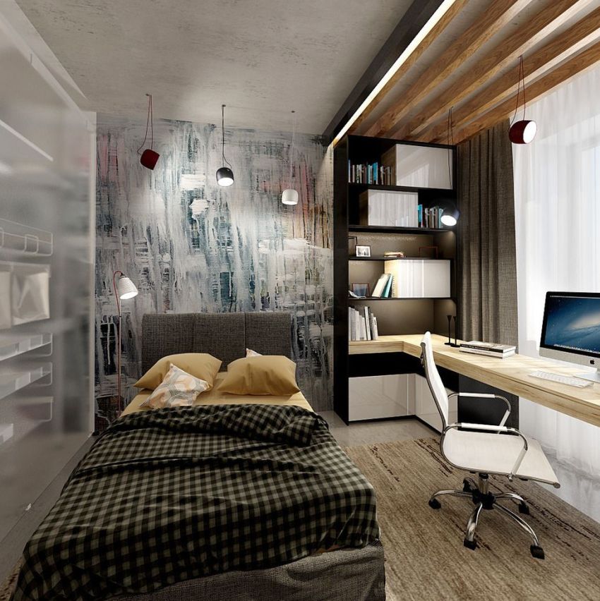 Et rom i loftstil for en gutt kan dekoreres i gråtoner Et rom i loftstil for en gutt kan dekoreres i gråtoner