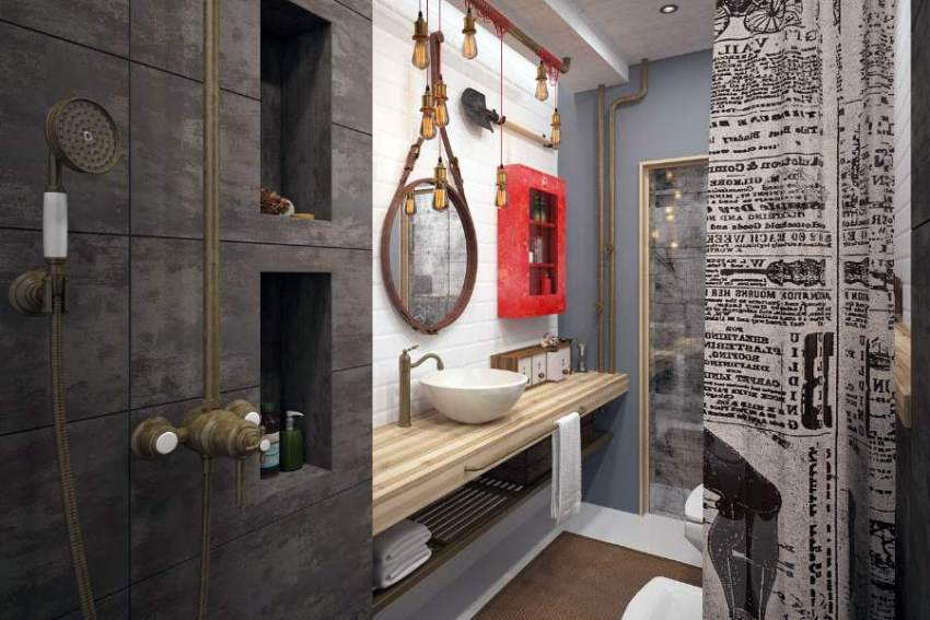 Loftstil i baderomsinteriøret er en fantasiflokk uten strenge rammer og regler. Loftstil i baderomsinteriøret er en fantasiflokk uten strenge rammer og regler.