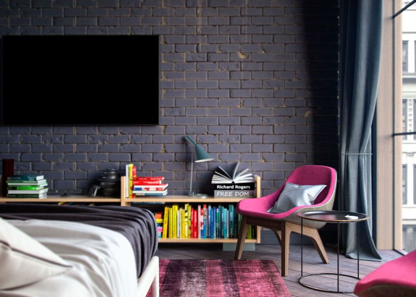 Når du dekorerer et rom i loftstil, må du ikke glemme lyse aksenter i form av veggdekor, sengetøy, gardiner, puter Når du dekorerer et rom i loftstil, må du ikke glemme lyse aksenter i form av veggdekor, sengetøy, gardiner, puter