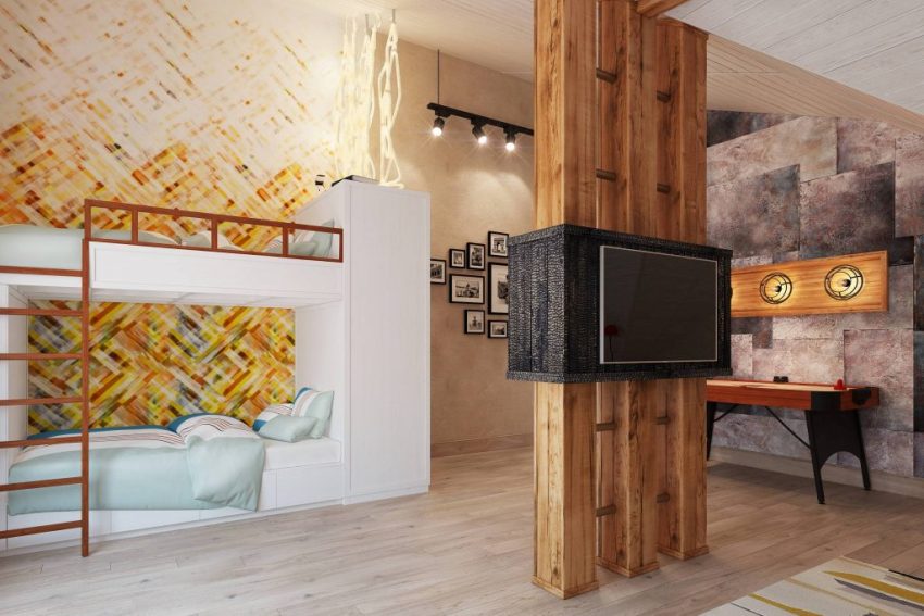 Når du dekorerer et barnerom i loftstil, anbefales det å bruke naturlige materialer Når du dekorerer et barnerom i loftstil, anbefales det å bruke naturlige materialer