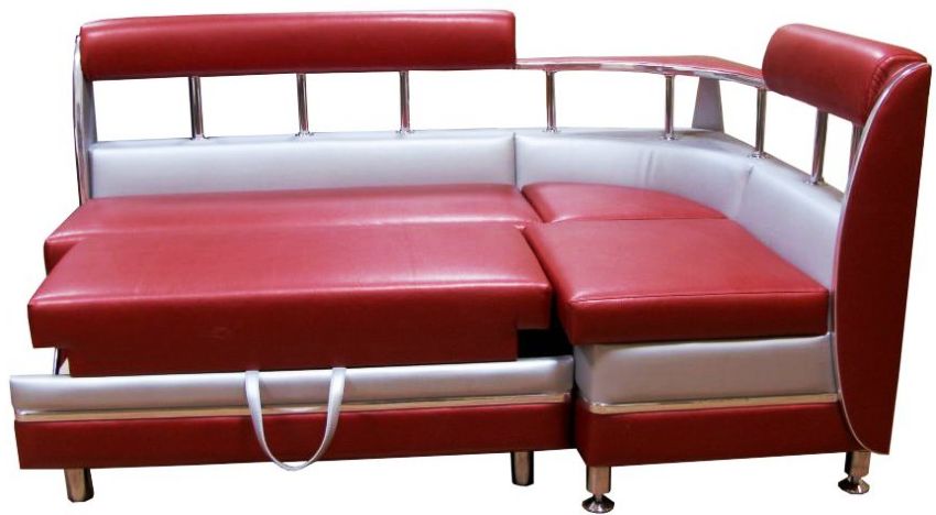 Designene til mange modeller av myke kjøkkenhjørner er laget av metall Designene til mange modeller av myke kjøkkenhjørner er laget av metall