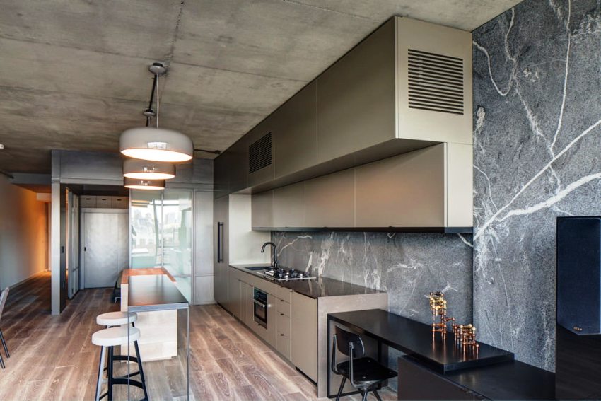 A loft-style kitchen should be minimalistic, both in furniture and in the selection of wallpaper A loft-style kitchen should be minimalistic, both in furniture and in the selection of wallpaper