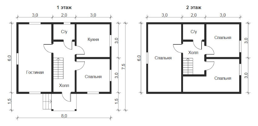 Dvoetažni projekt četverosobne kuće Dvoetažni projekt četverosobne kuće