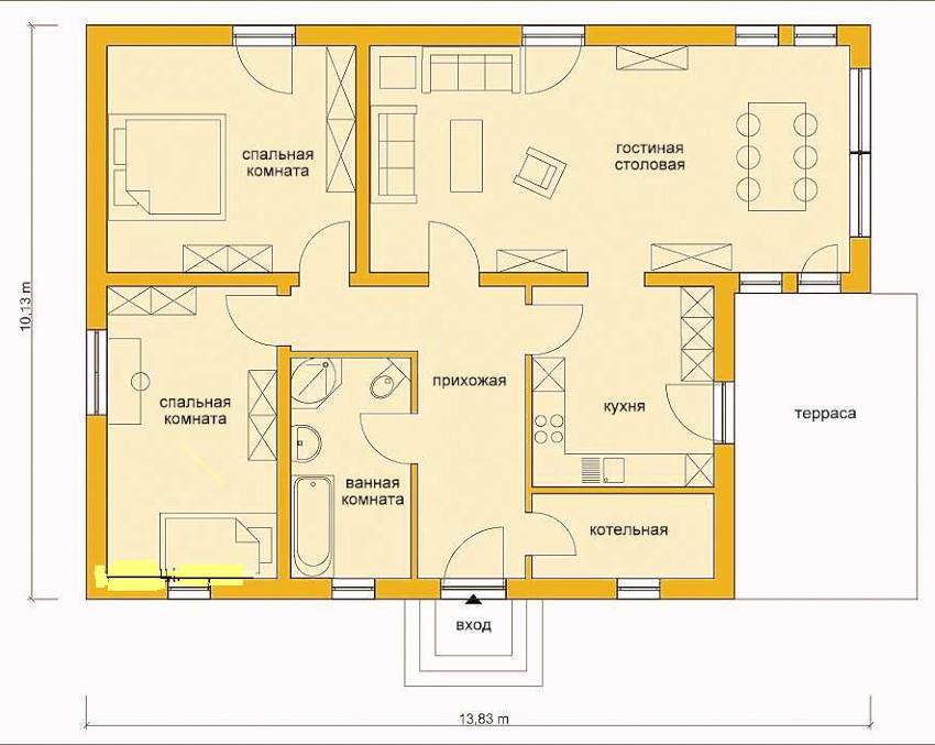 Projekt jednokatnice s terasom Projekt jednokatnice s terasom