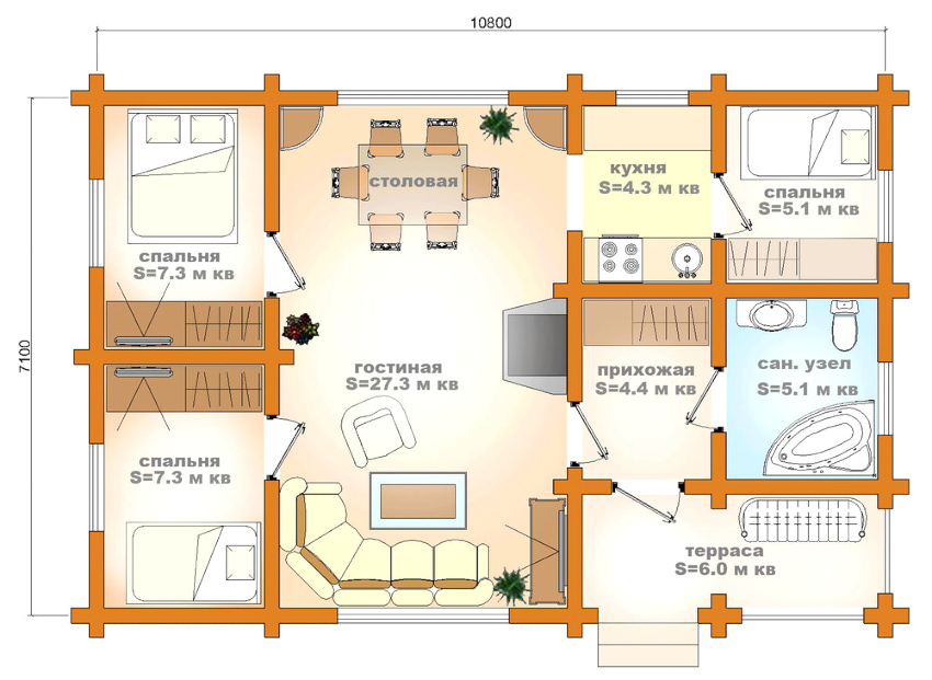 Projekt jednokatnice površine 81 m2 Projekt jednokatnice površine 81 m2