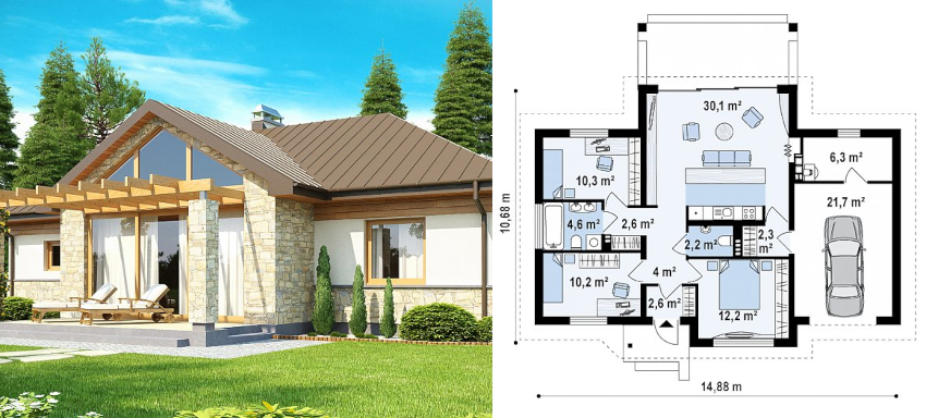 Projekt jednokatne kuće 10x15 m Projekt jednokatne kuće 10x15 m