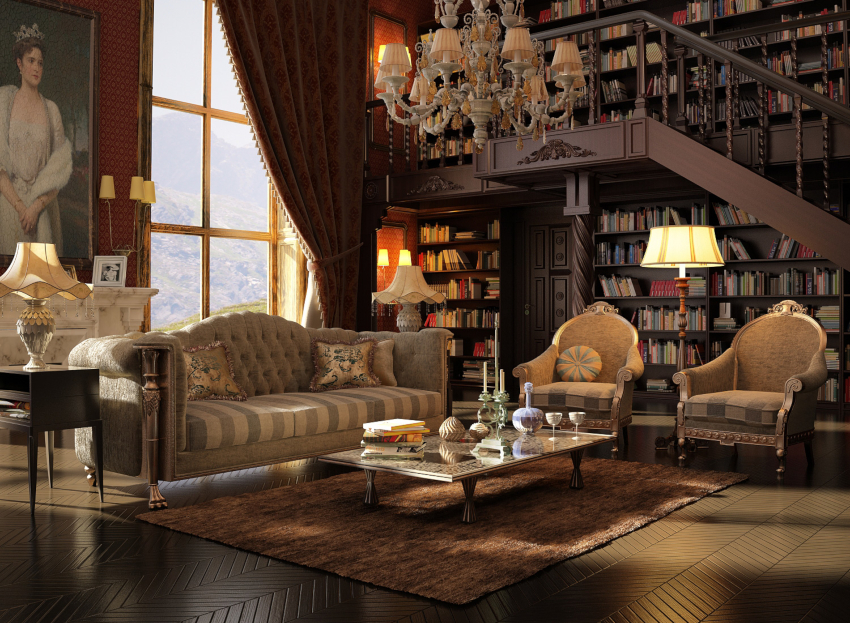 L’interior de la sala d’estar, decorat amb cortines de vellut, adquirirà una rica decoració moderada L’interior de la sala d’estar, decorat amb cortines de vellut, adquirirà una rica decoració moderada