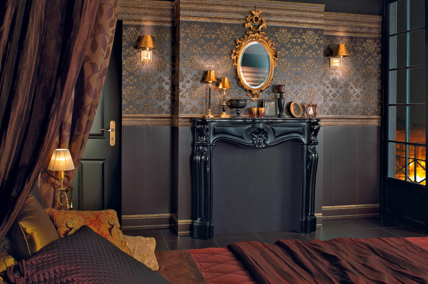 אם נחשבת אפשרות תקציבית של הבארוק, אז מותר להשתמש בטפט עם דפוס לקישוט הקירות אם נחשבת אפשרות תקציבית של הבארוק, אז מותר להשתמש בטפט עם דפוס לקישוט הקירות