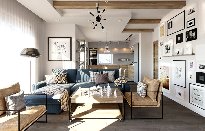 Les poutres en bois claires aideront à ajouter de l'expressivité au plafond. Les poutres en bois claires aideront à ajouter de l'expressivité au plafond.