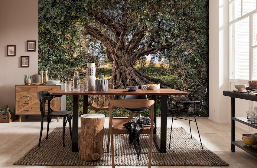 Ang mga pagpipilian sa wallpaper at 3D na may tanawin ng tanawin o tanawin ay mukhang orihinal at naka-istilong sa kusina Ang mga pagpipilian sa wallpaper at 3D na may tanawin ng tanawin o tanawin ay mukhang orihinal at naka-istilong sa kusina