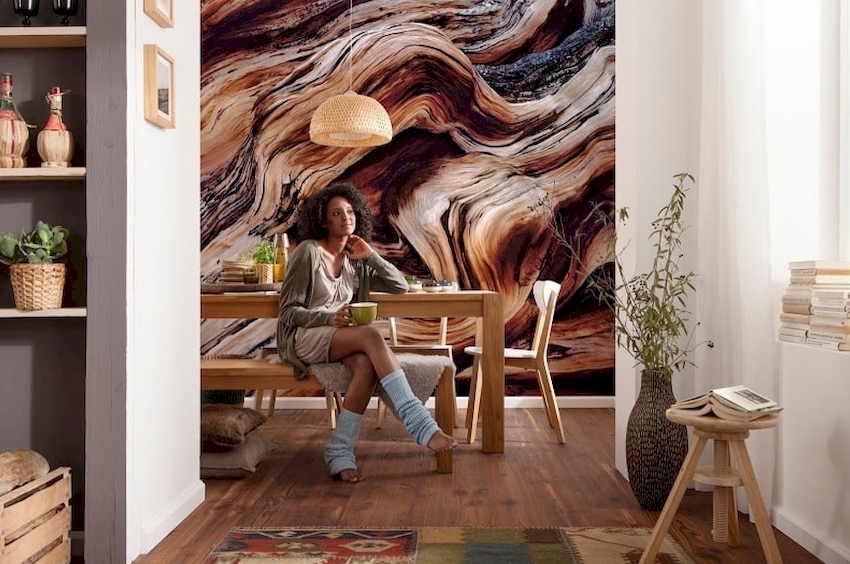 Sa isang maliit na kusina, ang isa sa mga dingding ay maaaring palamutihan ng mga salamin o wallpaper ng larawan Sa isang maliit na kusina, ang isa sa mga dingding ay maaaring palamutihan ng mga salamin o wallpaper ng larawan