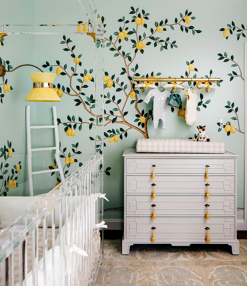 Fargepaletten til tapetet er valgt ut fra barnets kjønn og karakter Fargepaletten til tapetet er valgt ut fra barnets kjønn og karakter