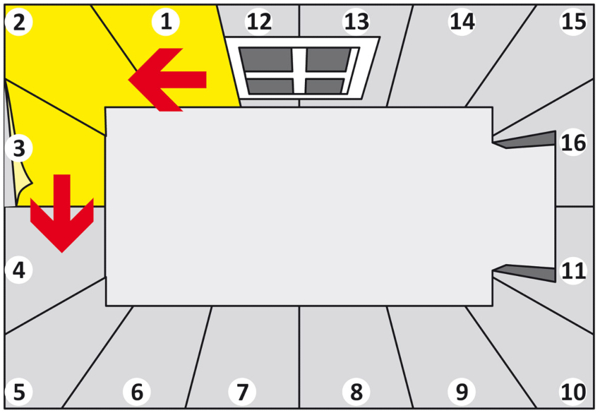 טכניקת הקישוט בטפט מהחלון כוללת הדבקה נגד כיוון השעון טכניקת הקישוט בטפט מהחלון כוללת הדבקה נגד כיוון השעון