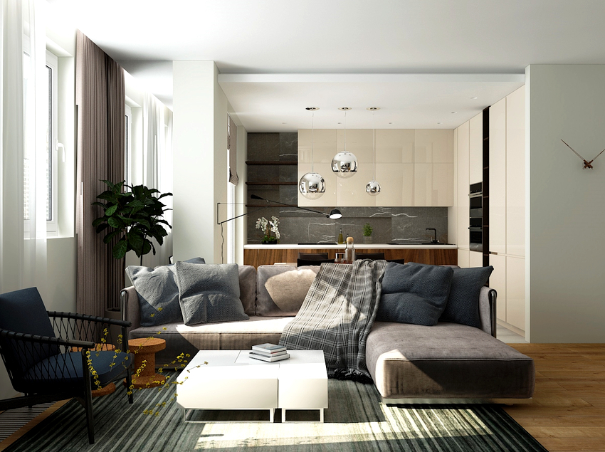 באמצעות הספה במטבח תוכלו לארגן לא רק חדר אוכל, אלא גם אזור מנוחה באמצעות הספה במטבח תוכלו לארגן לא רק חדר אוכל, אלא גם אזור מנוחה