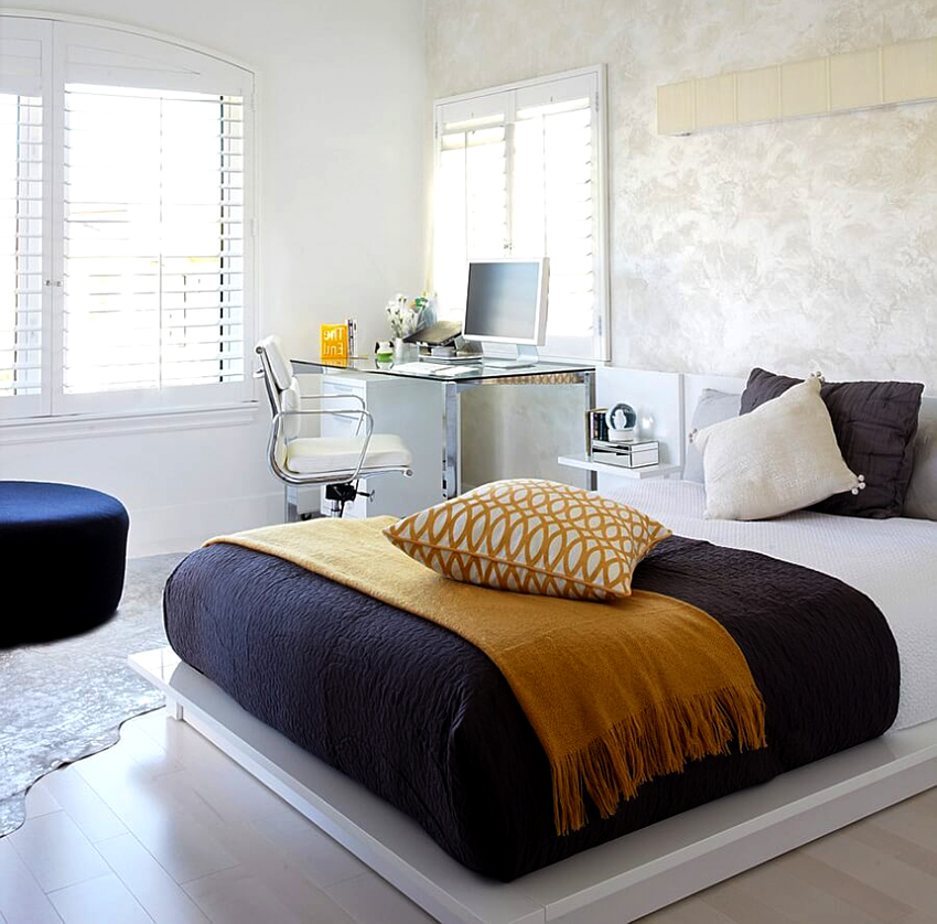 For å spare plass kan arbeidsområdet plasseres på soverommet For å spare plass kan arbeidsområdet plasseres på soverommet