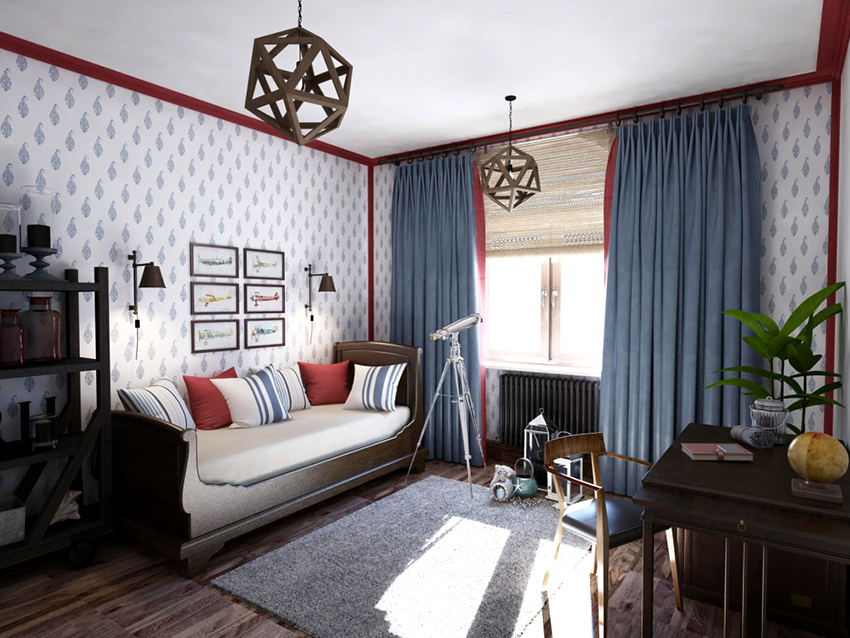 Per a un viver decorat amb colors freds, és adequat un il·luminació blanc càlid Per a un viver decorat amb colors freds, és adequat un il·luminació blanc càlid