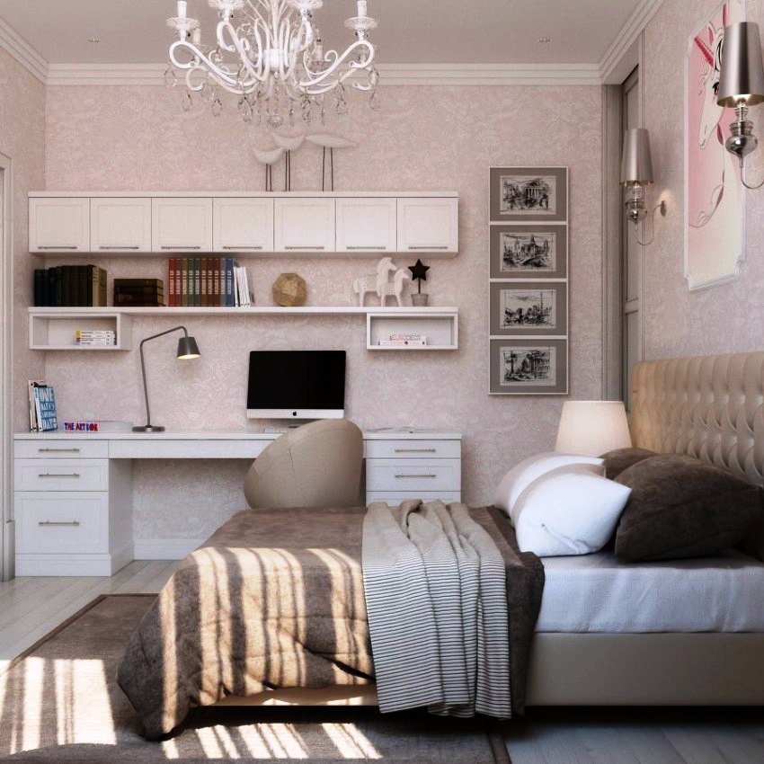 If the bedroom includes a work area, then one chandelier will not be enough to illuminate the entire room. If the bedroom includes a work area, then one chandelier will not be enough to illuminate the entire room.
