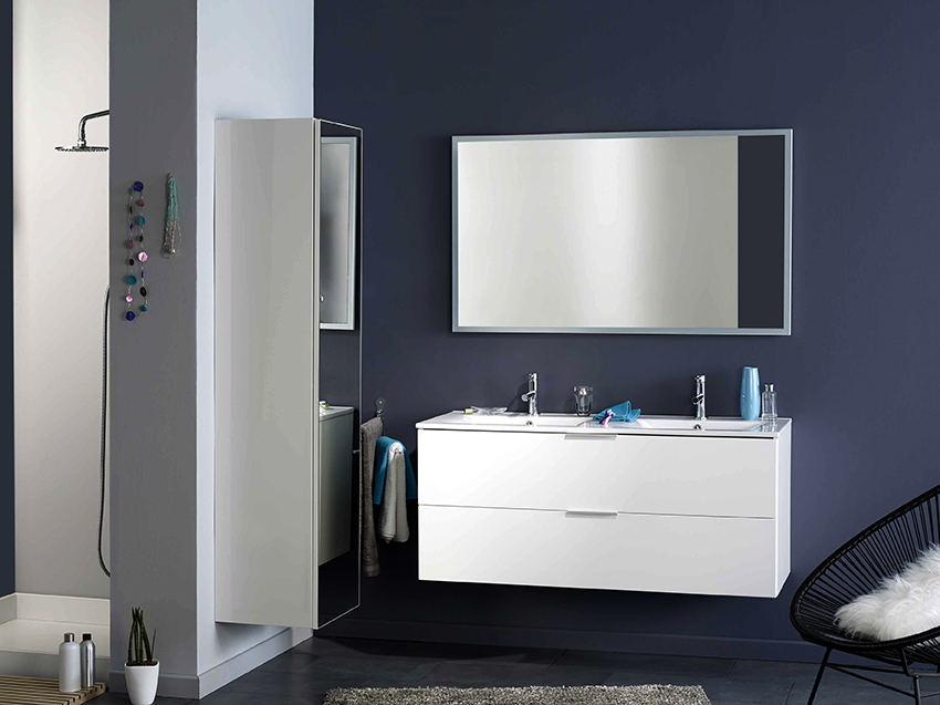Wall cabinet with mirrored doors will become a functional element of the bathroom Wall cabinet with mirrored doors will become a functional element of the bathroom