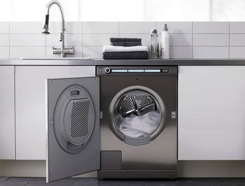 The drum volume in the dryer is on average 100 liters The drum volume in the dryer is on average 100 liters