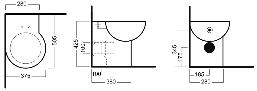 Размерът на ъгловата тоалетна се избира въз основа на ширината на пространството, където се планира инсталирането на устройството Размерът на ъгловата тоалетна се избира въз основа на ширината на пространството, където се планира инсталирането на устройството