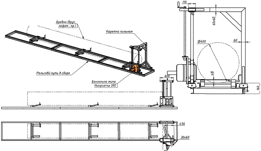 Diagramm zur Herstellung eines Sägewerks aus einer Kettensäge mit eigenen Händen Diagramm zur Herstellung eines Sägewerks aus einer Kettensäge mit eigenen Händen
