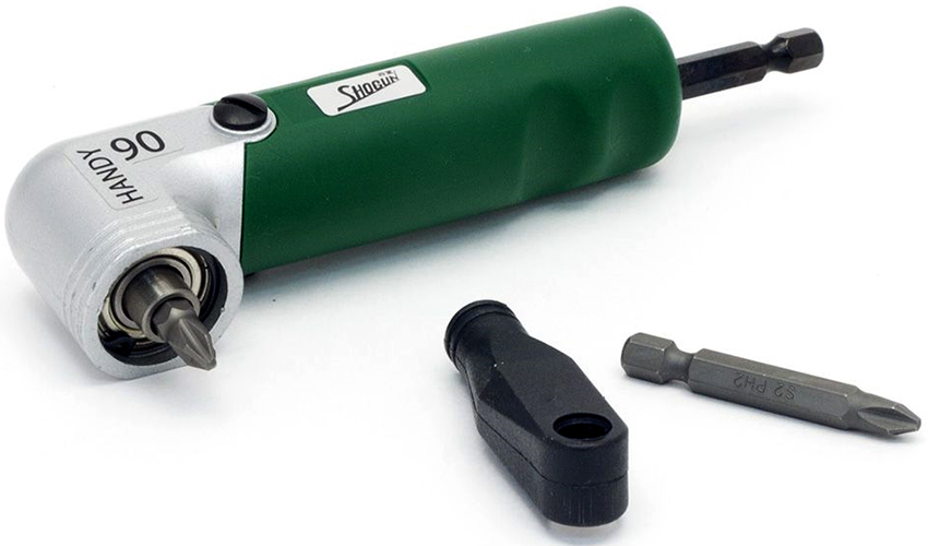 Per a llocs de difícil accés, utilitzeu broquets angulars en un trepant Per a llocs de difícil accés, utilitzeu broquets angulars en un trepant