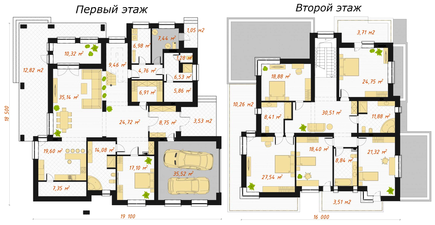 Husprosjekt med loft og garasje for to biler 19x19 m Husprosjekt med loft og garasje for to biler 19x19 m