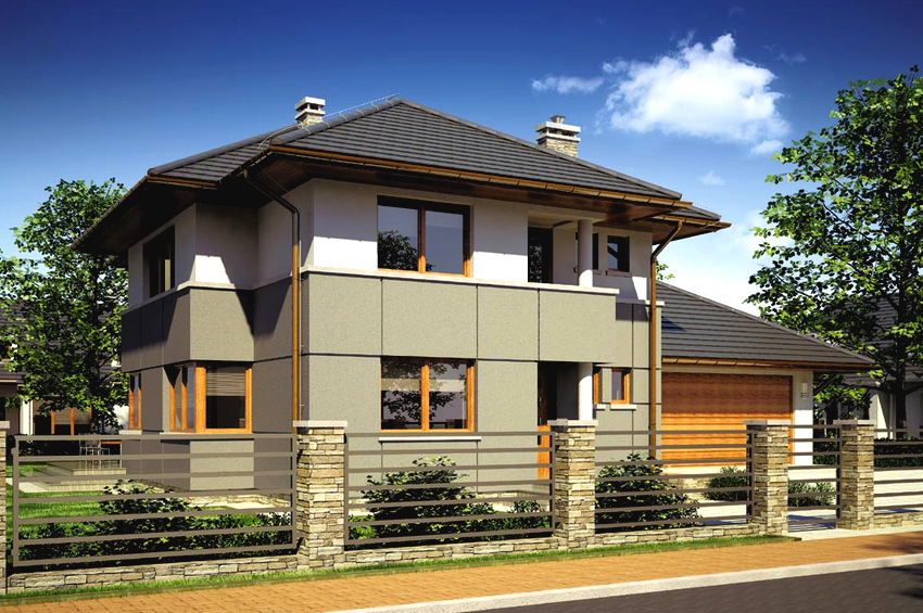 Garasjen kan være plassert enten under samme tak med huset, eller festes på siden og ha et eget tak Garasjen kan være plassert enten under samme tak med huset, eller festes på siden og ha et eget tak