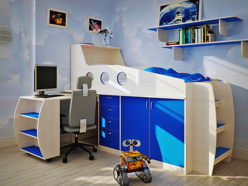 เตียงใต้หลังคาพร้อมพื้นที่ทำงานสำหรับเด็กเล็กมีความสูงน้อยกว่ามาก เตียงใต้หลังคาพร้อมพื้นที่ทำงานสำหรับเด็กเล็กมีความสูงน้อยกว่ามาก