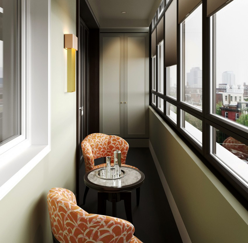 In keinem Fall sollte ein kleiner Balkon überfüllt sein, es ist besser, nur die notwendigsten Dinge darauf zu platzieren In keinem Fall sollte ein kleiner Balkon überfüllt sein, es ist besser, nur die notwendigsten Dinge darauf zu platzieren