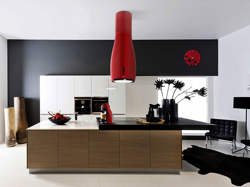 Ang mga bilog na hood ng isla ay ganap na umaangkop sa mga istilo tulad ng loft, minimalism, hi-tech Ang mga bilog na hood ng isla ay ganap na umaangkop sa mga istilo tulad ng loft, minimalism, hi-tech