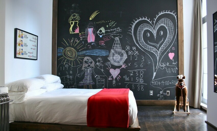 Najpopularnije mjesto za upotrebu pločaste boje u interijeru je dječja soba. Najpopularnije mjesto za upotrebu pločaste boje u interijeru je dječja soba.