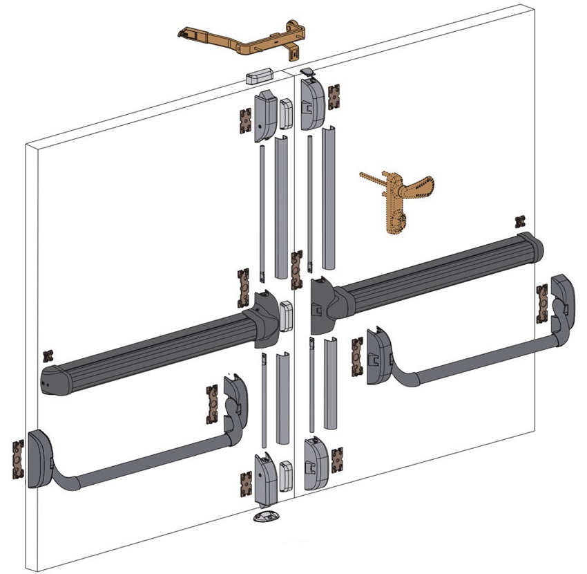 Ang diagram ng kable para sa pagpupulong ng isang pintuang sunog na may dalawang dahon na may kandado na Anti-panic Ang diagram ng kable para sa pagpupulong ng isang pintuang sunog na may dalawang dahon na may kandado na Anti-panic