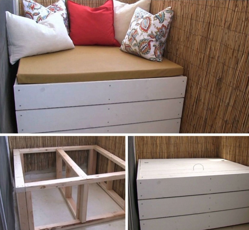O sofá na varanda é fácil de fazer com suas próprias mãos O sofá na varanda é fácil de fazer com suas próprias mãos