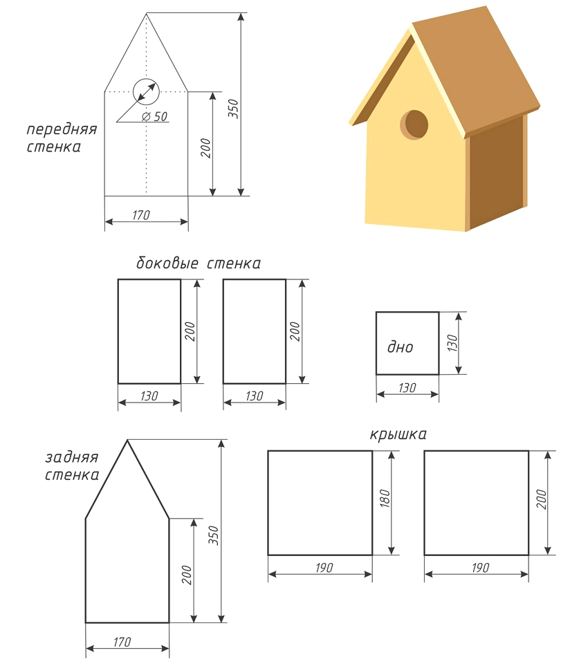 Desen cu dimensiunile unei case de păsări pentru păsări de dimensiuni medii Desen cu dimensiunile unei case de păsări pentru păsări de dimensiuni medii